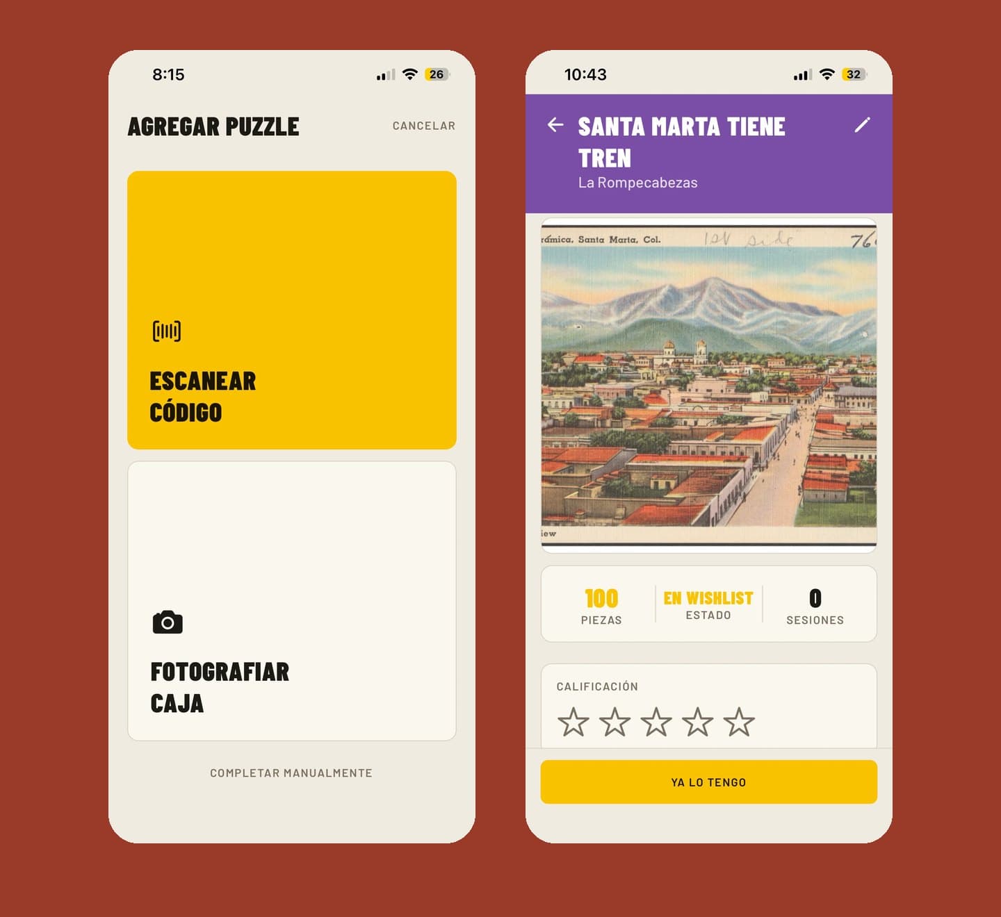 Agregar un puzzle y la ficha de uno de La Rompecabezas